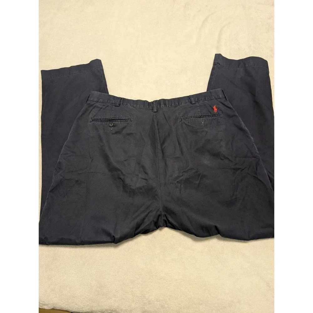 POLO RALPH LAUREN Navy Blue Prospect Pants 100% Cotton Casual Men's 42x32